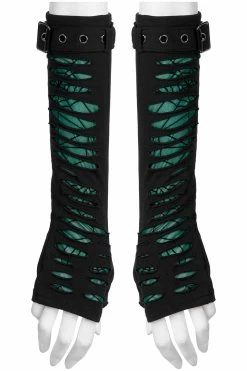 PUNK RAVE Woven Webs Emerald Armwarmers [GREEN]