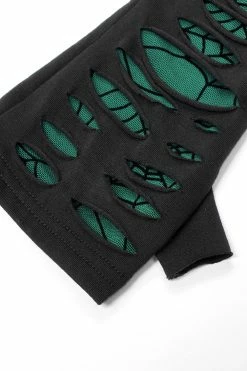 PUNK RAVE Woven Webs Emerald Armwarmers [GREEN] -AKUMU INK shop 00541