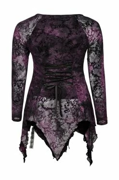 PUNK RAVE Violet Witch Tattered Top -AKUMU INK shop 00968