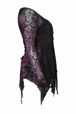 PUNK RAVE Violet Witch Tattered Top -AKUMU INK shop 00971