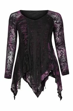 PUNK RAVE Violet Witch Tattered Top -AKUMU INK shop 00974