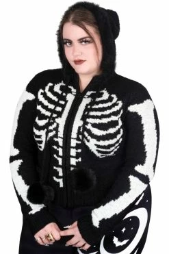 Too Fast Bony Skeleton Cardigan Zip Up Sweater 22 Too Fast Bony Skeleton Cardigan Zip Up Sweater -AKUMU INK shop 1111copy