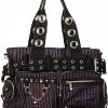 Banned Apparel Purple Prison Stripes Handcuff Handbag [BLACK/PURPLE]