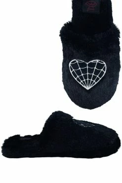 STRANGECVLT Kreepy Kozy Web Heart Slippers