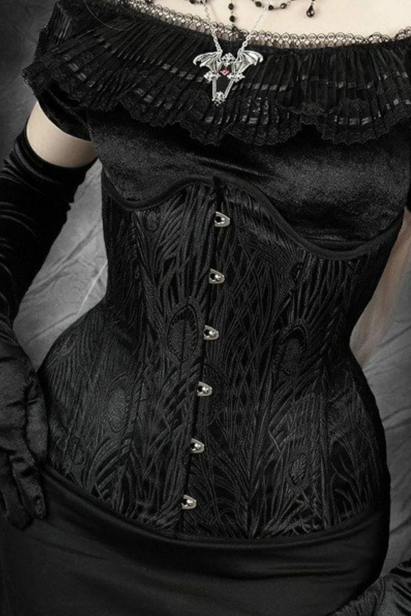 Gallery Serpentine Black Peacock Corset (long Line), 22" 3 Gallery Serpentine Black Peacock Corset (long Line), 22"