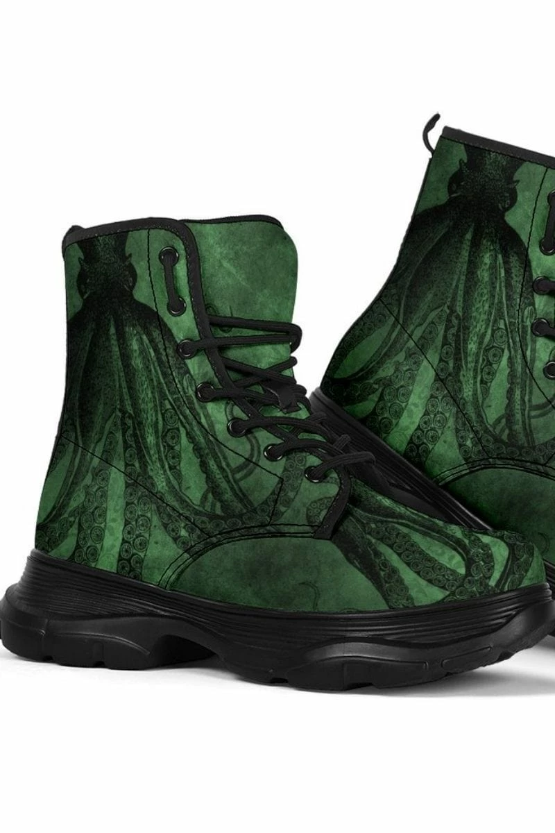 Gallery Serpentine Deep Sea Green Kraken Chunky Boots, FREE Shipping 3 Gallery Serpentine Deep Sea Green Kraken Chunky Boots, FREE Shipping