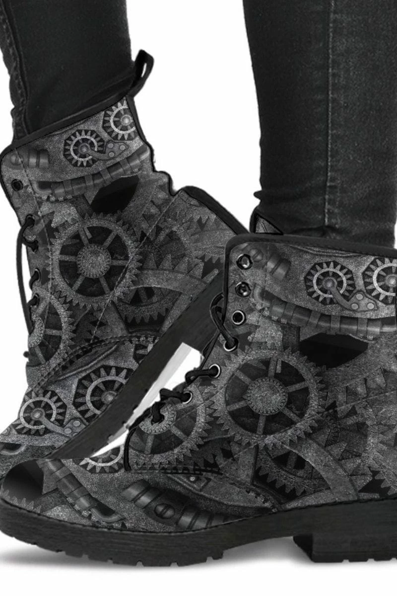 Gallery Serpentine Grey Steampunk Vegan Women's Boots, FREE Shipping 3 Gallery Serpentine Grey Steampunk Vegan Women's Boots, FREE Shipping