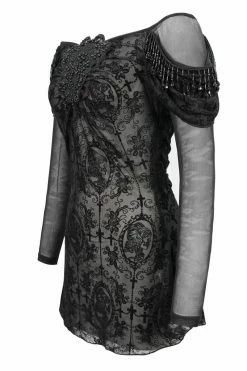 DEVIL FASHION Netherworld Draped Shoulder Top -AKUMU INK shop 234rtyhjhgfrew