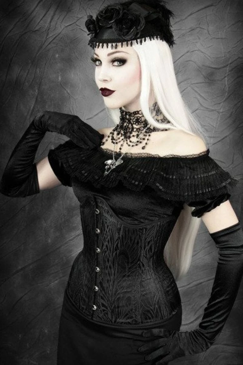 Gallery Serpentine Black Peacock Corset (long Line), 22" 4 Gallery Serpentine Black Peacock Corset (long Line), 22" - Image 2