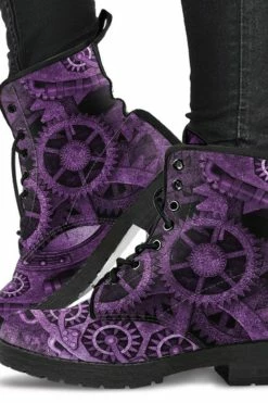 Gallery Serpentine Purple Steampunk Vegan Women's Boots, FREE Shipping