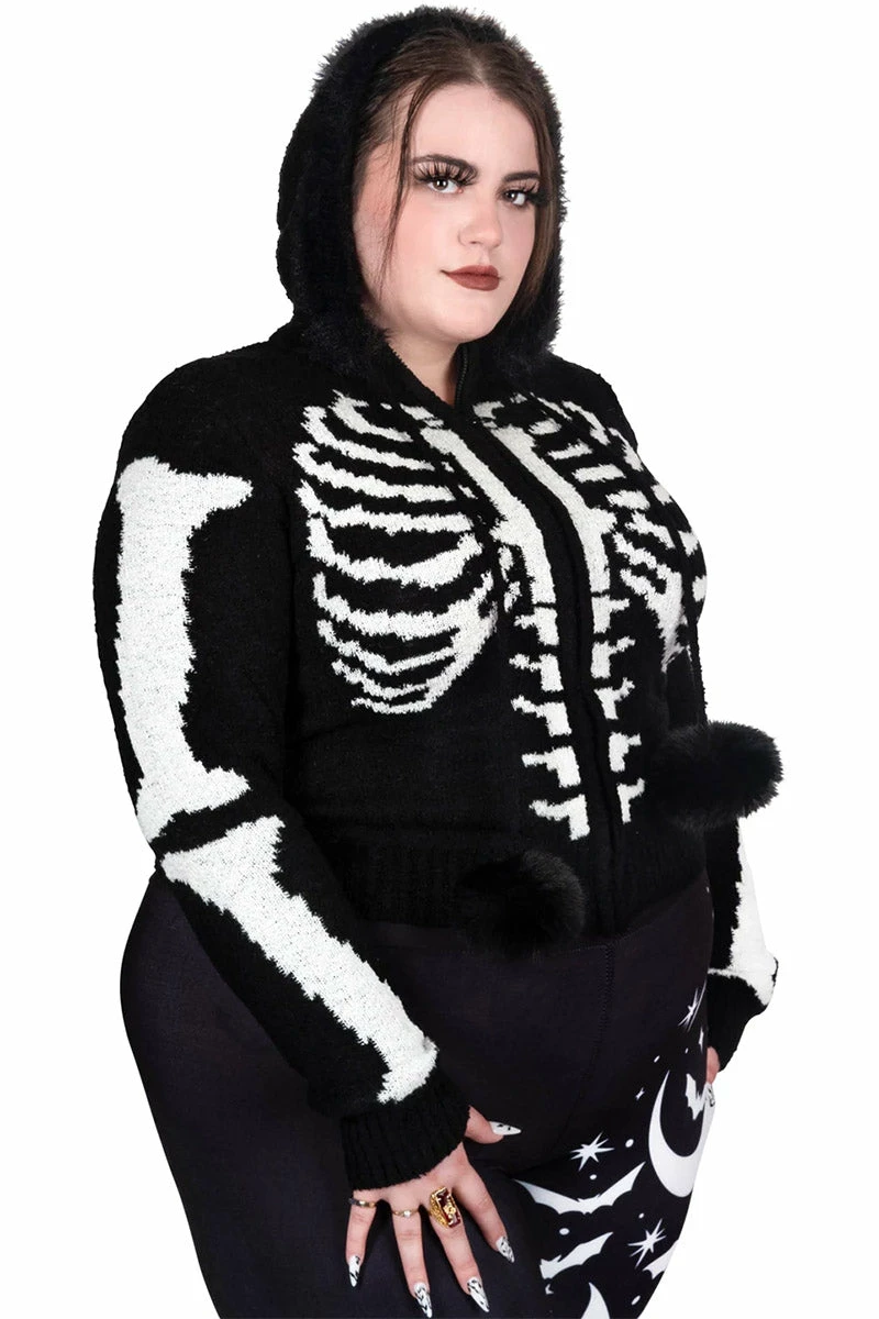 Too Fast Bony Skeleton Cardigan Zip Up Sweater 10 Too Fast Bony Skeleton Cardigan Zip Up Sweater - Image 8