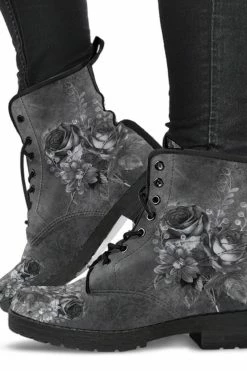 Gallery Serpentine Grey Roses, Vegan Women's Boots, FREE Shipping