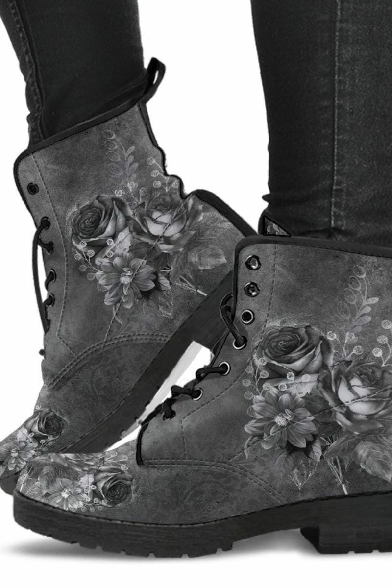 Gallery Serpentine Grey Roses, Vegan Women's Boots, FREE Shipping 3 Gallery Serpentine Grey Roses, Vegan Women's Boots, FREE Shipping