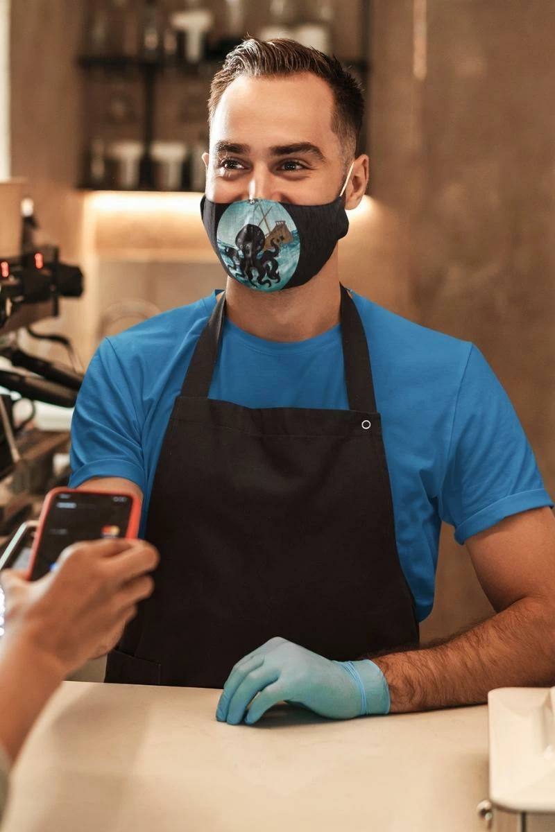 Gallery Serpentine Happy Kraken - Men's Face Mask 5 Gallery Serpentine Happy Kraken - Men's Face Mask - Image 3