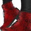 Gallery Serpentine Red + Black Gothic Lace Print Vegan Boots, FREE Shipping -AKUMU INK shop 3 e6330333 ff7d 4fdf aec2 88868f41e2d0