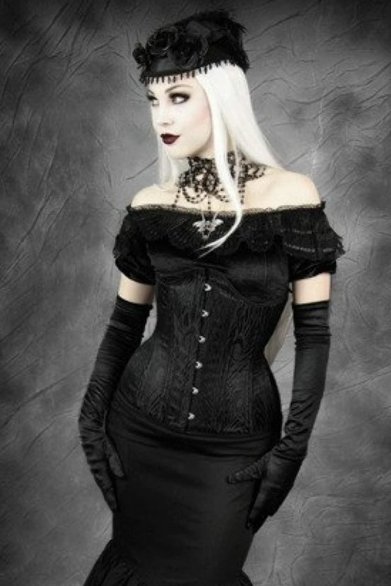 Gallery Serpentine Black Peacock Corset (long Line), 22" 6 Gallery Serpentine Black Peacock Corset (long Line), 22" - Image 4