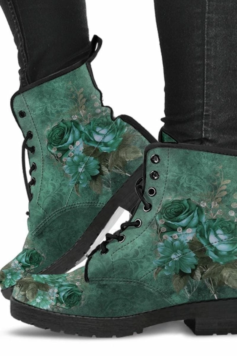 Gallery Serpentine Green Roses, Vegan Women's Boots, FREE Shipping 3 Gallery Serpentine Green Roses, Vegan Women's Boots, FREE Shipping