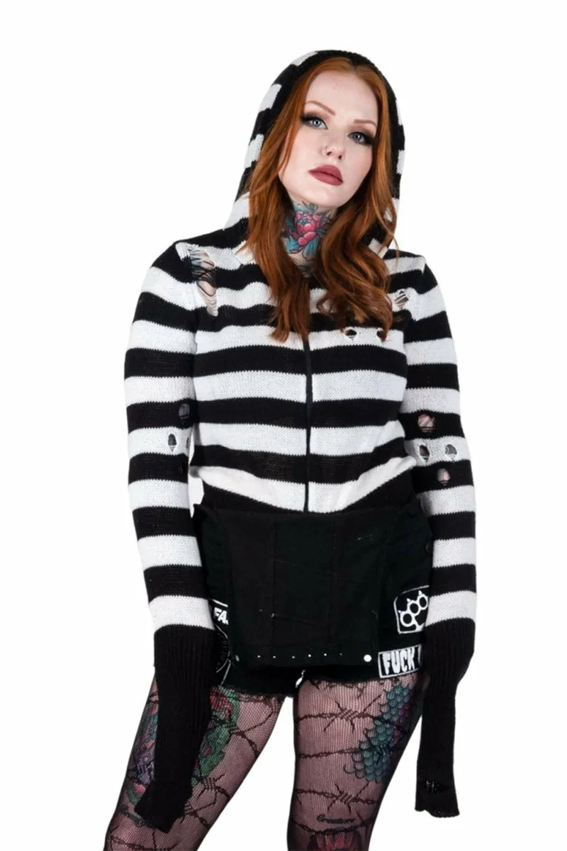 Too Fast Pink Skull Striped Zip Up Cardigan Sweater 7 Too Fast Pink Skull Striped Zip Up Cardigan Sweater - Image 5