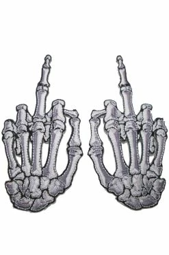 Kreepsville Skelli Hand Middle Finger Bone Patch Set [2 Pair]