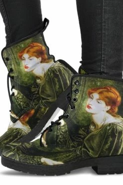 Gallery Serpentine Pre-Raphaelite Green Vegan Boots, FREE Shipping