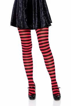 LEG AVENUE Striped Tights [Various Colors] -AKUMU INK shop 7100 01 BlackRedcopy