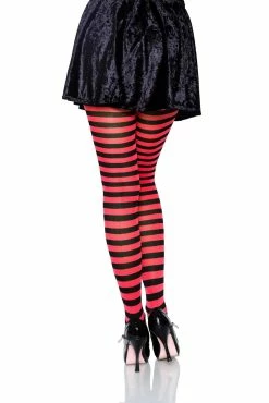 LEG AVENUE Striped Tights [Various Colors] -AKUMU INK shop 7100 02 BlackRedcopy