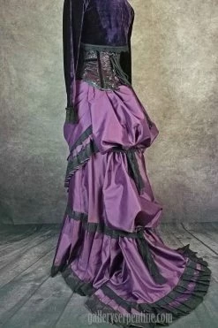 Gallery Serpentine Amethyst Victorian Skirt -AKUMU INK shop 800gothicvictoriansteampunkvictorianskirtshowingcascadebustle