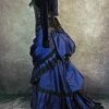 Gallery Serpentine Midnight Blue Gothic Victorian Skirt, Made To Order -AKUMU INK shop 800x1200deepblue1880sgothicweddingsvictorianbustleskirt