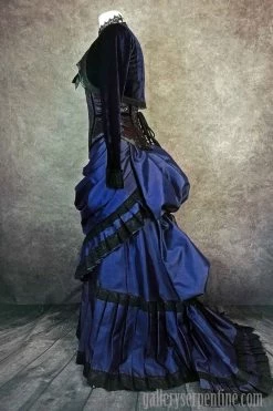 Gallery Serpentine Midnight Blue Gothic Victorian Skirt, Made To Order