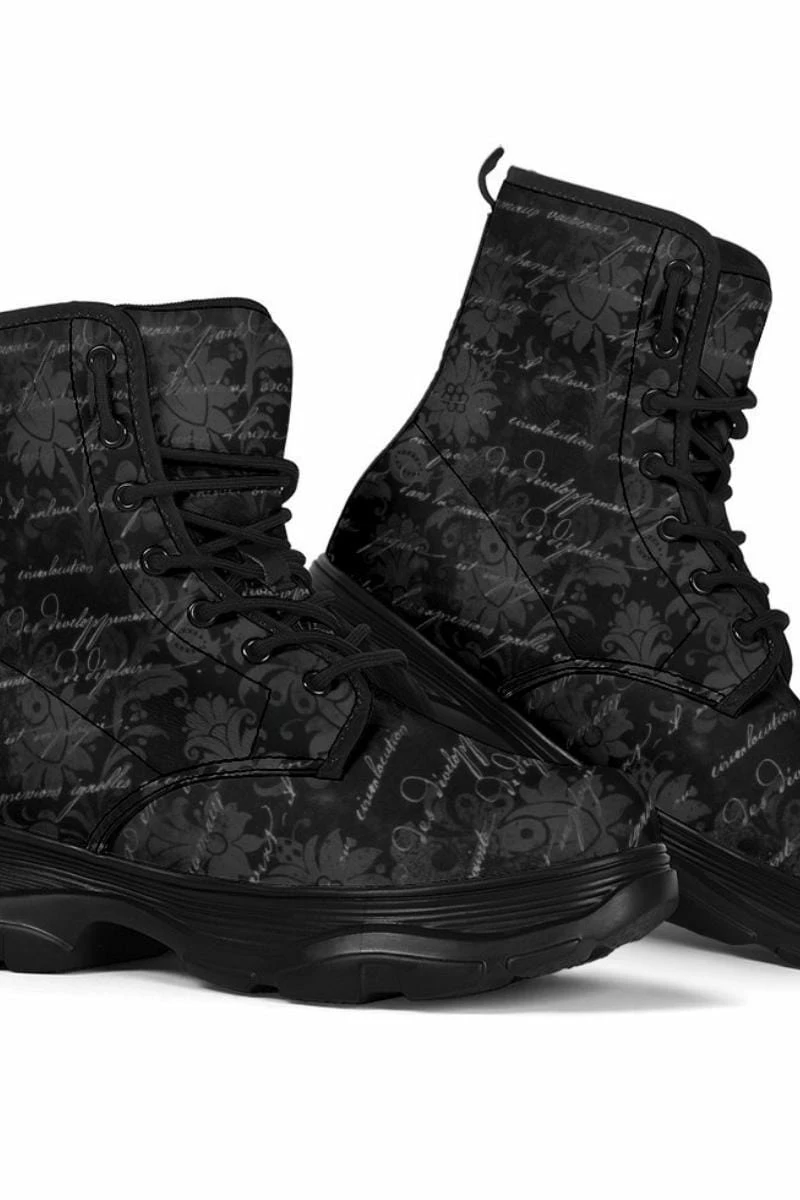 Gallery Serpentine Gothic French Script Chunky Boots, FREE Shipping 3 Gallery Serpentine Gothic French Script Chunky Boots, FREE Shipping