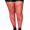 LEG AVENUE Flame Net Tights [Plus Size] [Red] -AKUMU INK shop 9288X00308 main 1