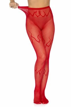 LEG AVENUE Light My Fire Fishnet Tights[Red] -AKUMU INK shop 9288 W7408 09 003copy