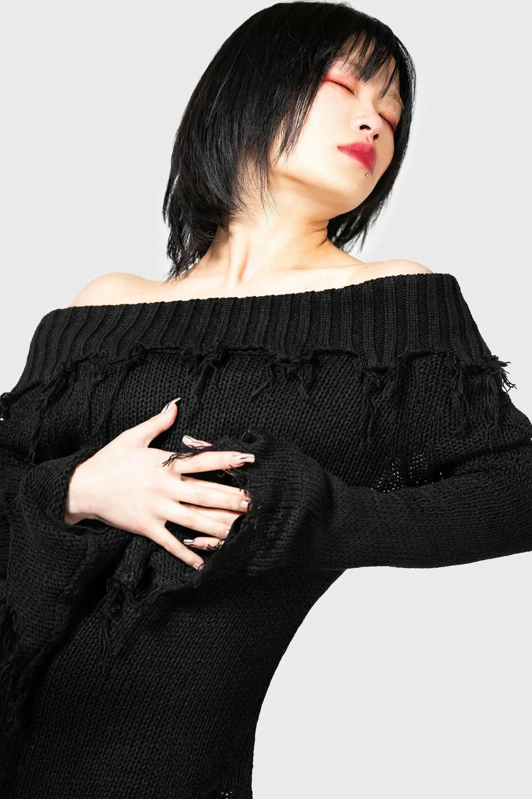 KILLSTAR Aelfwine Asymmetric Sweater 4 KILLSTAR Aelfwine Asymmetric Sweater - Image 2