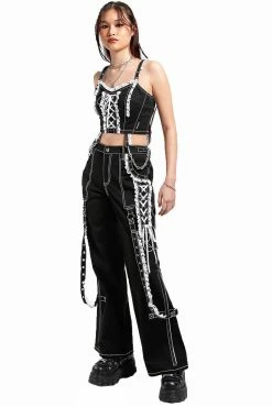 TRIPP NYC Lolita Dark Street Pants [Black/White] -AKUMU INK shop AF4380 BLK FULL