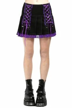 TRIPP NYC Lolita Pleated Skirt [Black/Purple]