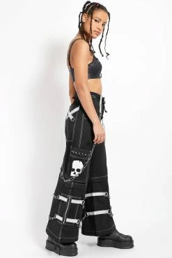 Tripp NYC Skull Bondage Pants [Black/White] -AKUMU INK shop AF7049 BLKWHT FULL 1000xcopy