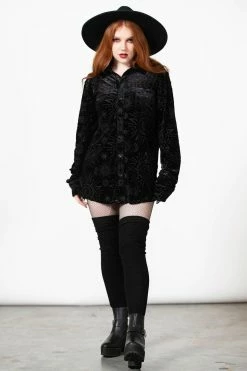 KILLSTAR Alchemight Burnout Button-Up Shirt [UNISEX] -AKUMU INK shop ALCHEMIGHT BURNOUT BUTTON UP SHIRT W C x1600copy