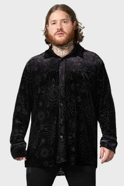 KILLSTAR Alchemight Burnout Button-Up Shirt [UNISEX] -AKUMU INK shop ALT ALCHEMIGHT BURNOUT BUTTON UP SHI