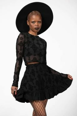 KILLSTAR Amelie Flocked Mini Skirt