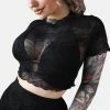 FOREST INK Spiderweb Mesh Short Sleeve Crop Top -AKUMU INK shop Alt Crop Top