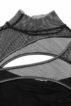 PUNK RAVE Dead Letters Fishnet Top 19 PUNK RAVE Dead Letters Fishnet Top -AKUMU INK shop Alternative womens shirt