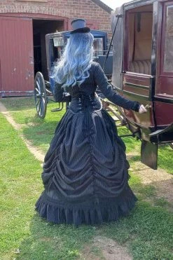 Gallery Serpentine Pinstripe Victorian Wedding Dress 23 Gallery Serpentine Pinstripe Victorian Wedding Dress -AKUMU INK shop Annettebackofvictorianpinstripeweddingdress