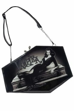 Kreepsville Vampira Skull Kiss Lock Deluxe Coffin Handbag