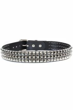 Funk Plus 3 Rows Punk Pyramid Stud Belt [Silver]
