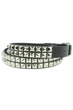 Funk Plus 2 Rows Punk Pyramid Stud Belt [Silver]