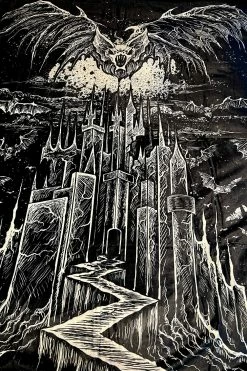 VampireFreaks Vampire Castle Throw Blanket -AKUMU INK shop Bat Blanket