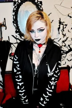 VampireFreaks Taxidermy Bat Hoodie W/ Bat Sleeves [Zipper Or Pullover] -AKUMU INK shop Bat Jacket for Womens