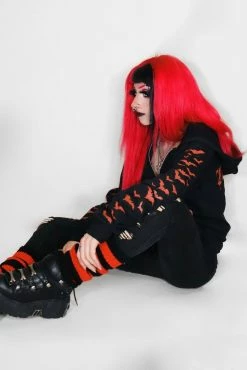 VampireFreaks Vampire Castle Hoodie W/ Bat Sleeves [BLOOD RED] -AKUMU INK shop Bats Hoodie a3a06910 13ab 4068 924a 2248bf69d960