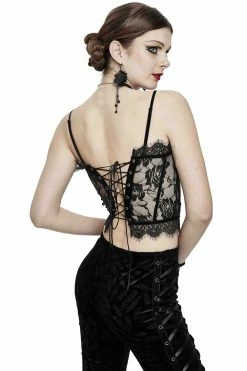 DEVIL FASHION Lore Lace Crop Top -AKUMU INK shop Black Floral Top