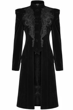 PUNK RAVE Black Dahlia Velvet Coat [BLACK] -AKUMU INK shop Black Velvet Coat